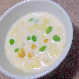枝豆とコーンの豆乳スープ